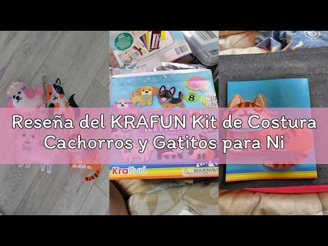 Kit De Costura KraFun Con 8 Proyectos De Cachorros Y Gatitos | Fieltro Preperforado | Juguete Educativo Desde 5 Años