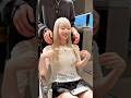 【美女爆誕】黒髪からホワイトブロンドにしたら可愛すぎた! #ブリーチ #ブリーチカラー #美容師 #ケアブリーチ