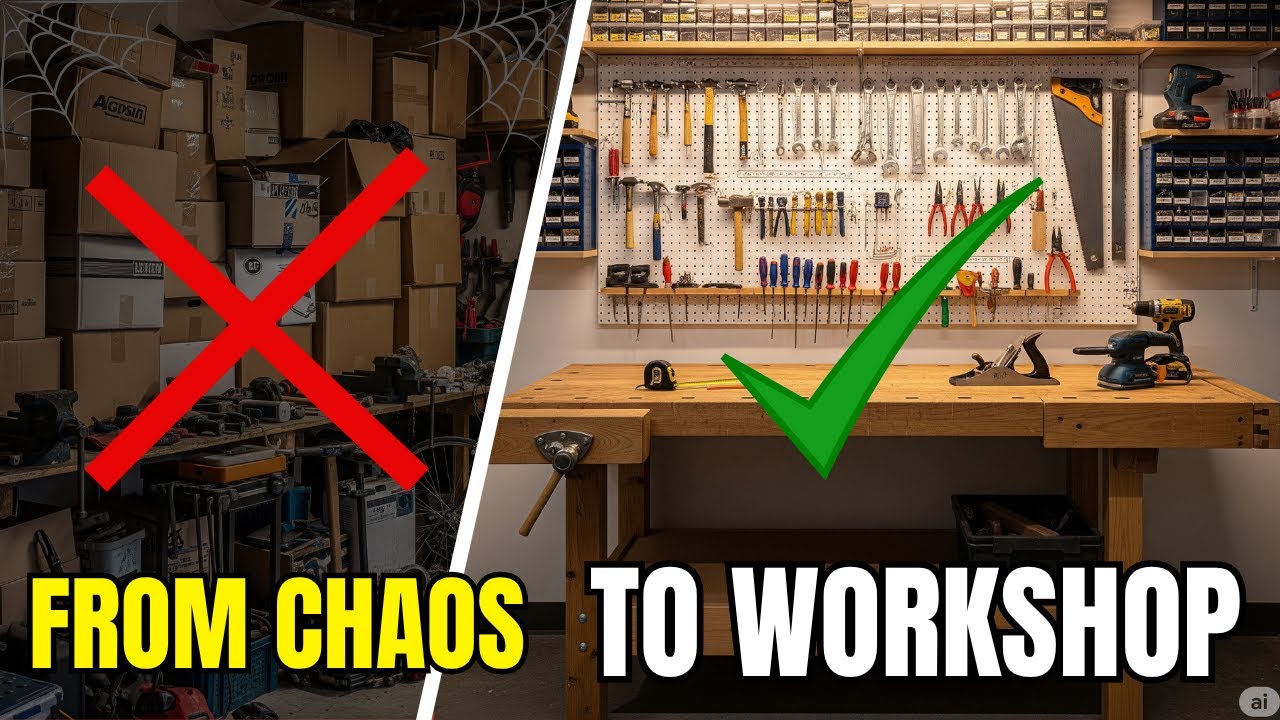 Захламлённый гараж в функциональную мастерскую | Полная сборка своими руками