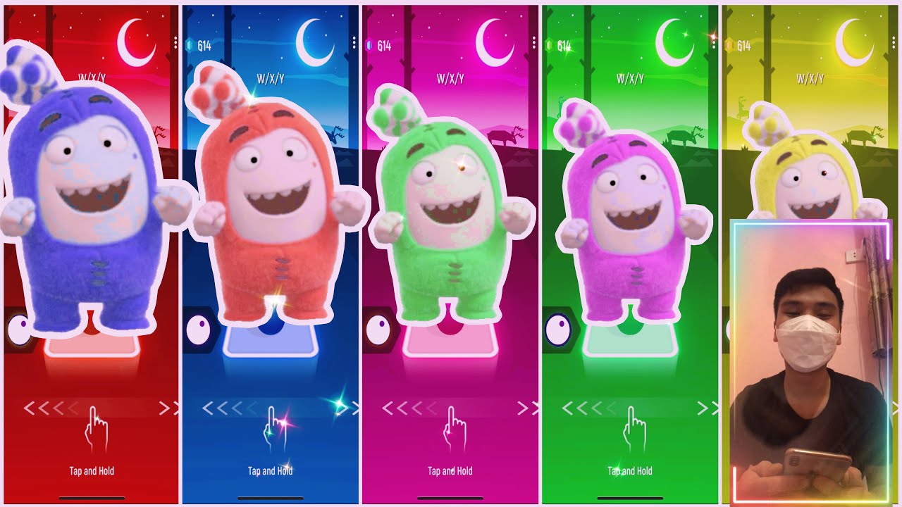 Oddbods Bubbles Blue vs Red vs Green vs Pink vs Yellow Tiles Hop EDM Rush YouTube