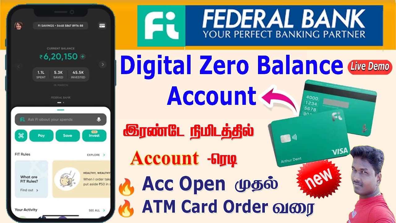 Fi Money Bank Account Opening Best zero balance bank account with video kyc online in Tamil