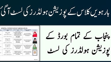 12th Class Result 2025 Punjab Boards | Position Holders Topper List