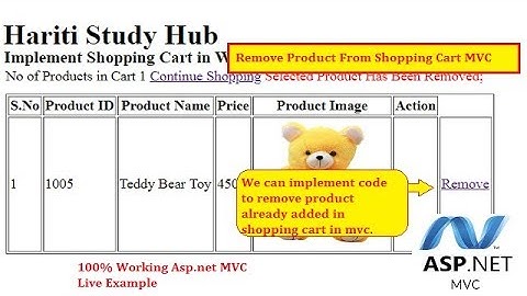 Part 3 - Remove Products From Shopping Cart in Asp.Net MVC | Hindi | Shopping | Free Online Classes