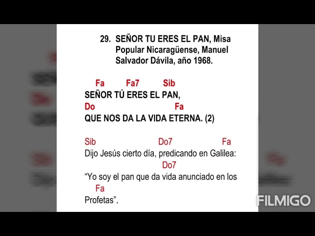 Señor, Tu Eres el Pan, Manuel Salvador Dávila Acordes - Chordify