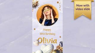 Free "Happy 30th Birthday" Slideshow Theme - Now with Video Slides screenshot 1