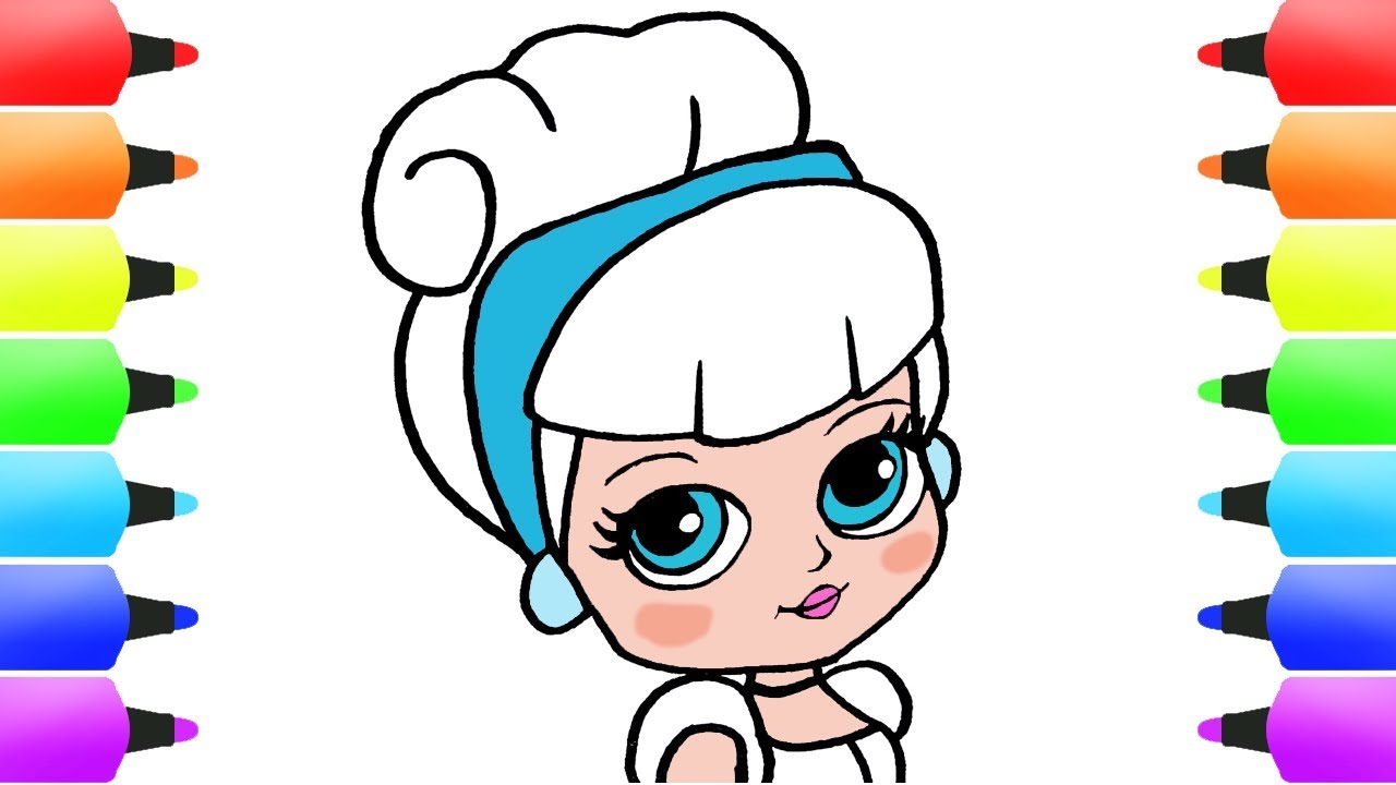 CINDERELLA CUTE Drawing for Kids | Paint Coloring Pages for Kids ...