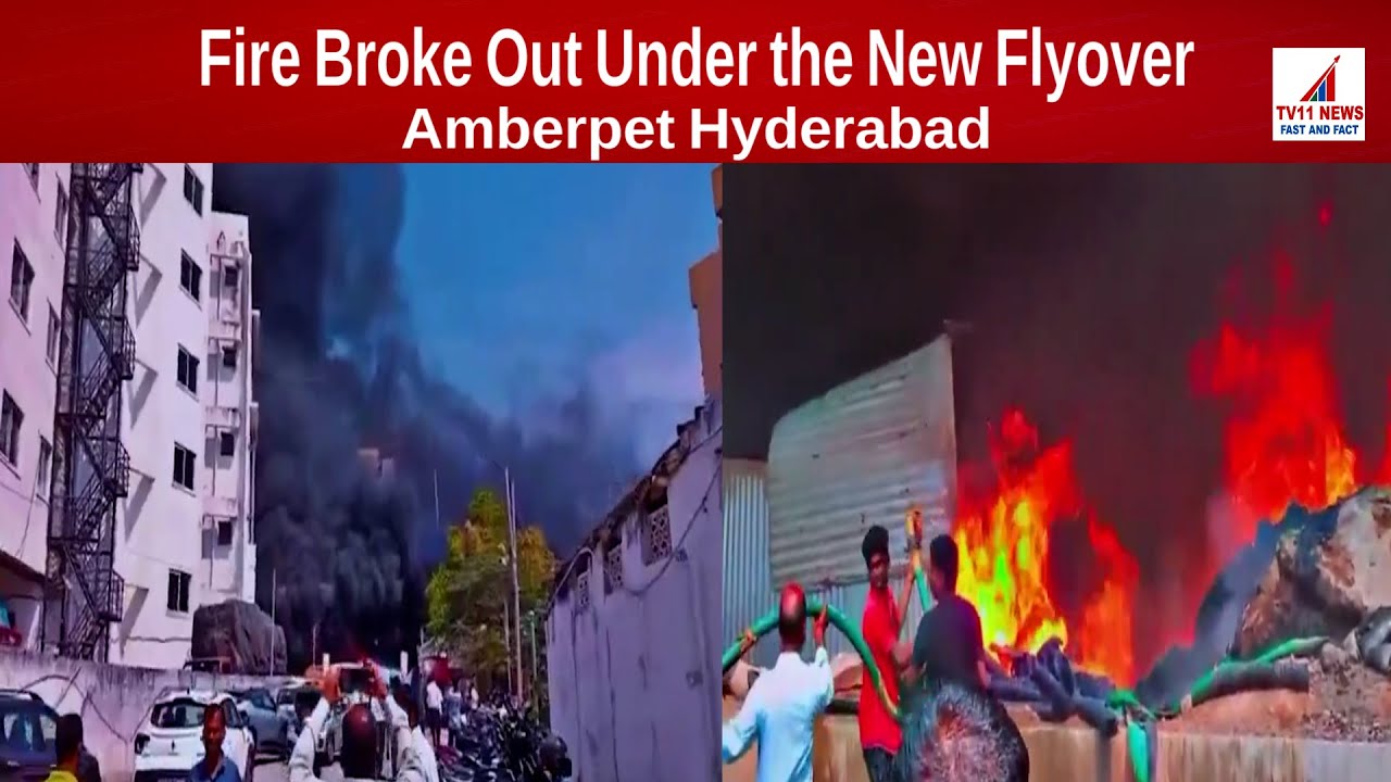 Fire Broke Out Under the New Flyover of Amberpet Hyderabad//Tv11 News ...