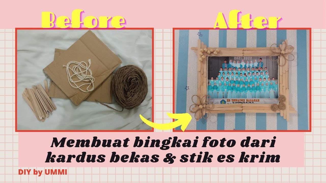 BINGKAI FOTO DARI KARDUS BEKAS DAN STIK ES KRIM | DIY HOMEDECORE by UMMI AIRA
