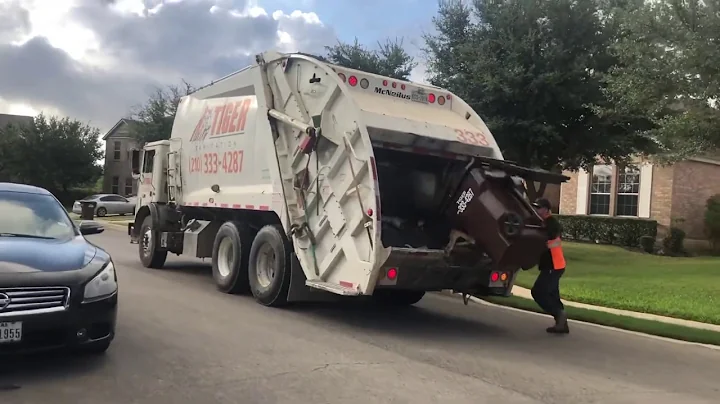 Tiger Sanitation Mack MRU McNeilus Rear Loader Collecting Trash & Recycle Part.3