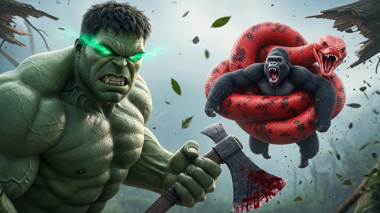 🔥 Giant Anaconda Attacked on Gorilla 😱 — Hulk Reaction Is INSANE! 