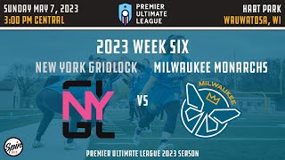 PUL 2023 Week 6: Milwaukee Monarchs vs. New York Gridlock - May 7, 2023
