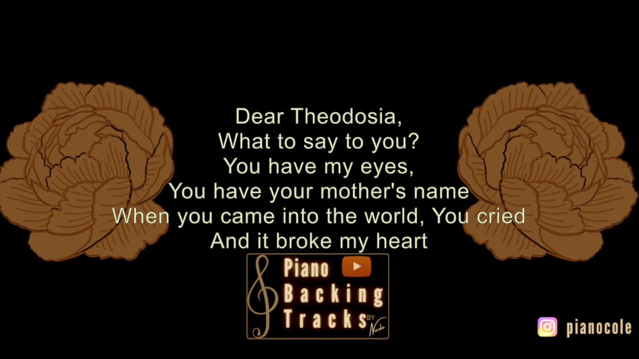 Dear Theodosia Hamilton (Higher Key) Piano Karaoke YouTube