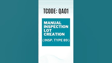 SAP QM | Manual Insp. Lot Creation for Insp. Type 89 | QA01 #shorts #sappp #sapqm #youtubeshorts