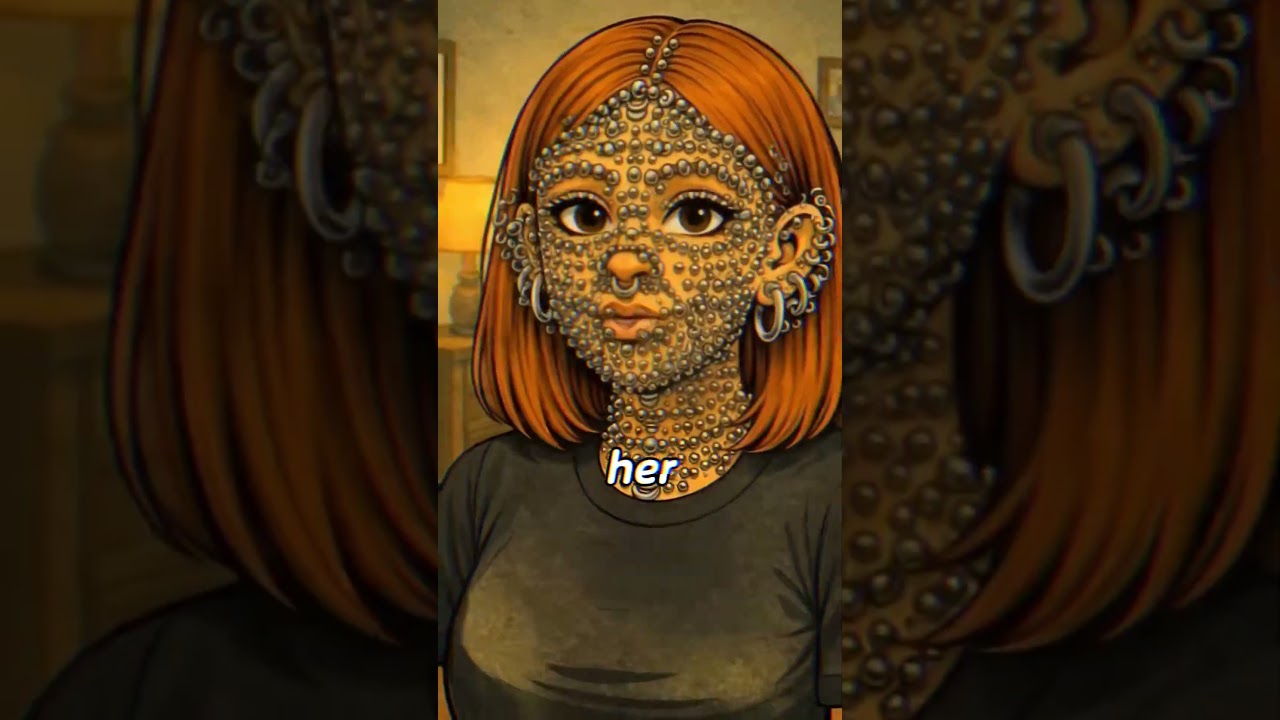 A girl with a hundred earrings, a girl put on an earring, and her boyfriend is a young man