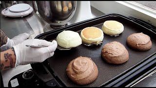 초코 수플레 팬케이크,생딸기 수플레 팬케이크 - 홍대 도쿄 수플레 / chocolate,strawberry souffle pancake / korean street food