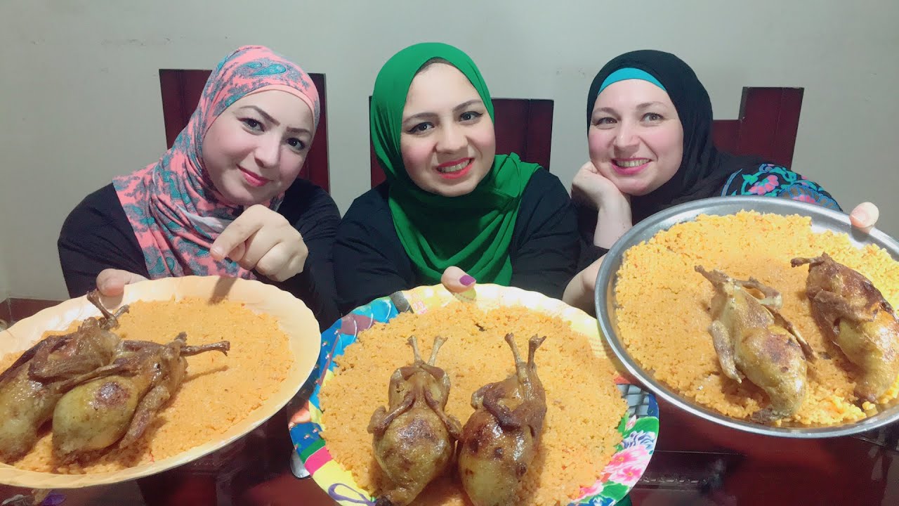 تحدى الأكل الثلاثى 3 اجواز حمام محشى مع رز الخلطه (نونى ضد ماما ضد خالتو)