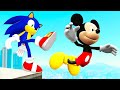 Sonic Mickey In GTA 5 Crazy Water Ragdolls 