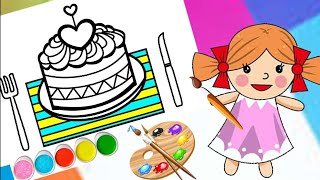 How TO DRAW SIMPLE CUTE CAKE STEP BY STEP WITH A HEART ❤ CUTE CAKE EASY