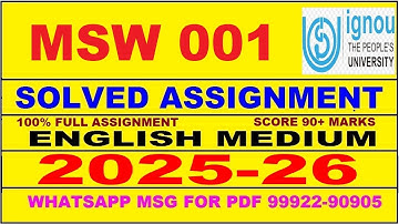 MSW 001 solved assignment 2025-26 in English || msw 001 solved assignment 2026 || msw1 2025-26
