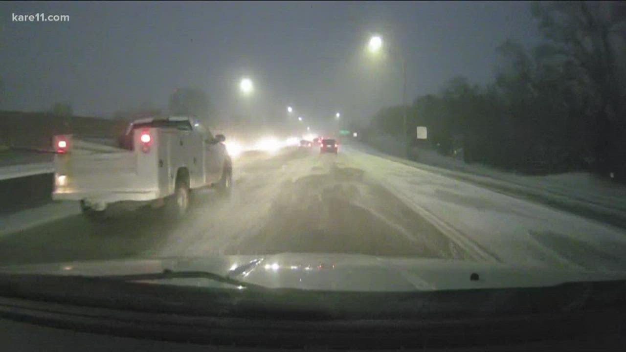 Metro road conditions worsen as snow flies in - YouTube