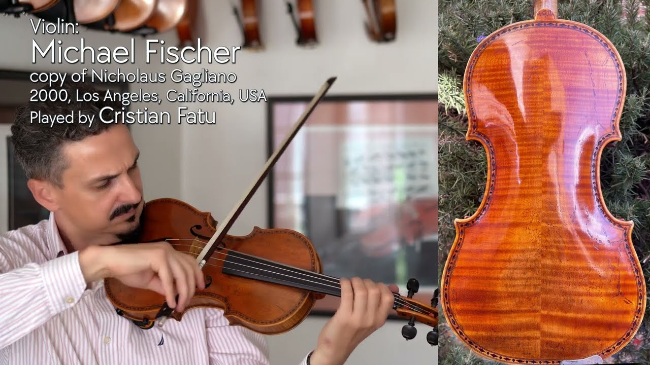 (SOLD) Michael Fischer inlaid violin, 2000 / Cristian Fatu / at the Metzler Violin Shop