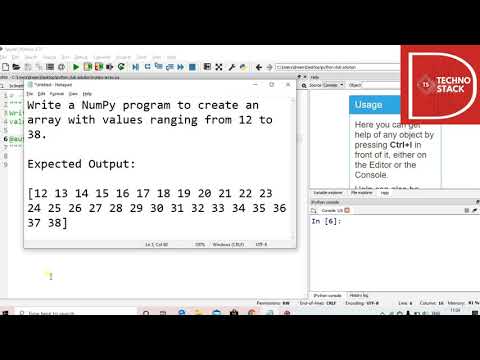 NUMPY Program to create an array ranging from 12 to 33