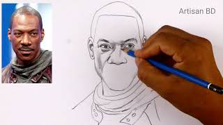 Easy Pencil Sketch Portrait Eddie Murphy, American comedian, actor, and singer #usa