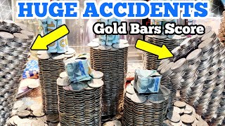 2 ACCIDENTS with GOLD TOWERS  Inside The High Limit Coin Pusher Jackpot WON MONEY screenshot 3