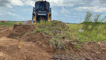 Impressive Bulldozer Skill Driver Pushing Soil Drop Into Water With Team Work Dump Trucks Unloading