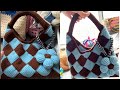 ✨ Easy Crochet Diamond Pattern Bag | Tunisian Crochet Style | Two-Color Handmade Tote Tutorial
