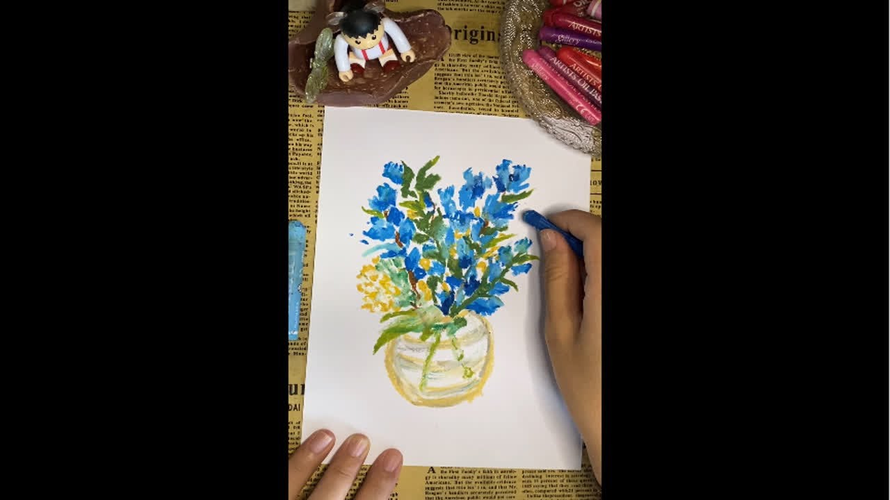 肉筆画　【静物】　山波朋子　油彩画 絵画 油絵 山川孝 肉筆油絵 静物画 華と花瓶 縁起物 F6 : アート