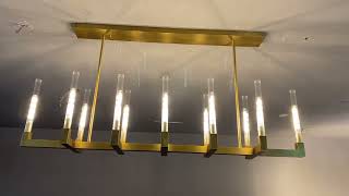 Famous Lacquered Brass Cannel Candlestick Linear Chandelier 54" Wealth