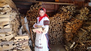 LIFE in a Ukrainian Mountain Village. Cooking corn porridge with sheep cheese