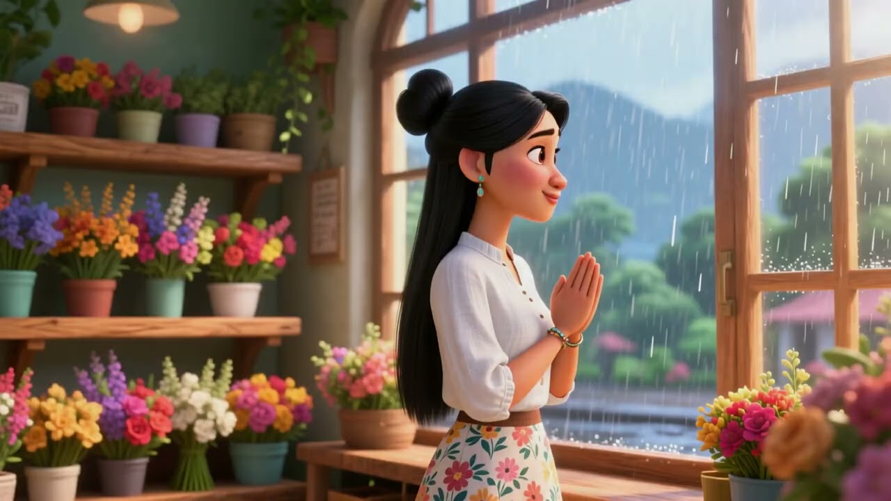 English Conversation: A Rainy Day at the Flower Shop (B1 Level) | Tam & Cam Series