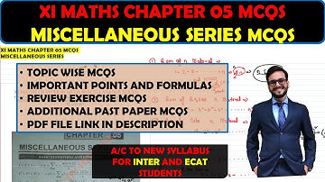 XI MATH CHAPTER 05 MCQS | MISCELLANEOUS SERIES MCQS | XI NEW MATH BOOK | FOR INTER & APTITUDE