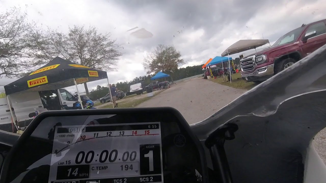 Our gas tank cover came off on the R1 during our Carolina Motorsports