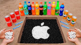 Apple Logo in the Hole with Orbeez, Coca Cola, Mentos \& Popular Sodas