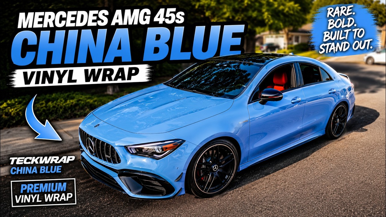 AMG 45s wrapped in #teckwrap China Blue - YouTube