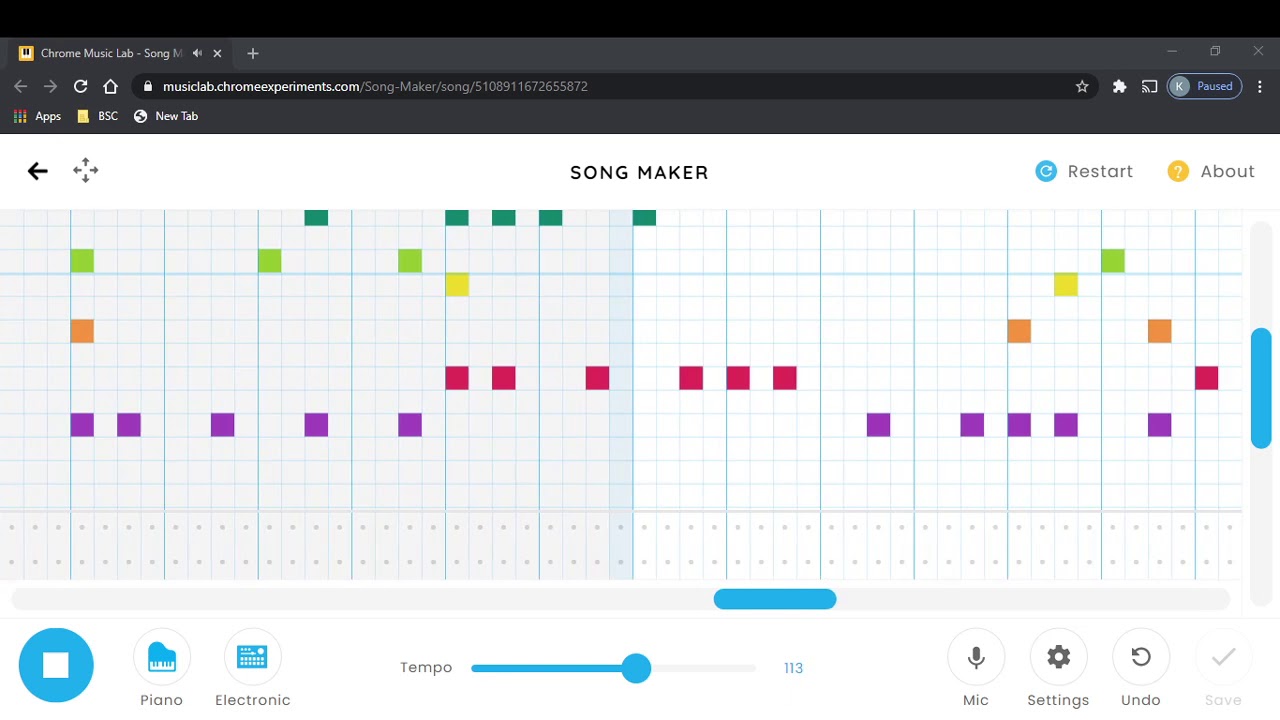 Chrome Music Lab Song Link -- Never Gonna Give You Up by Rick