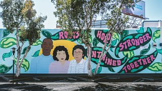 30th Anniversary LA RIOTS Mural - Stronger Together - Black-Asian Unity Wall - Inglewood