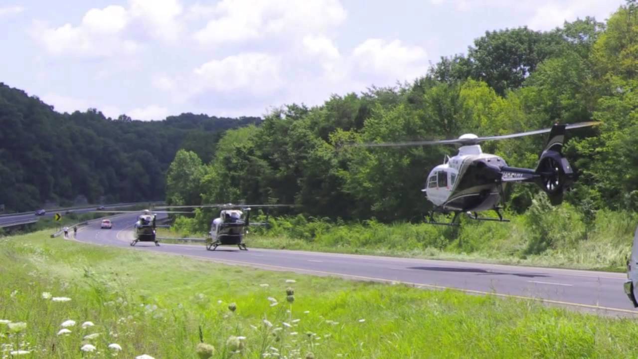 Three 3 Medical Helicopters on i 40