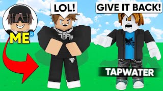 I Trolled TapWater By HACKING His Account.. (Roblox BedWars)