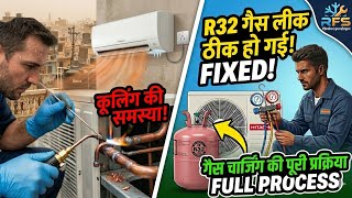 Hitachi Inverter Split AC Cooling Problem & Gas Leakage Solution | R32 Gas Charging #acrepair,