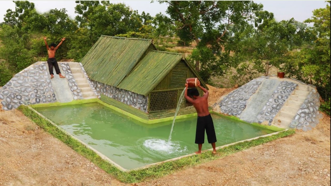 [Full Build] Most Creative Beauteous Bamboo House Waterslide With ...