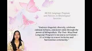 TWO WAY/ DUAL LANGUAGE PROGRAM