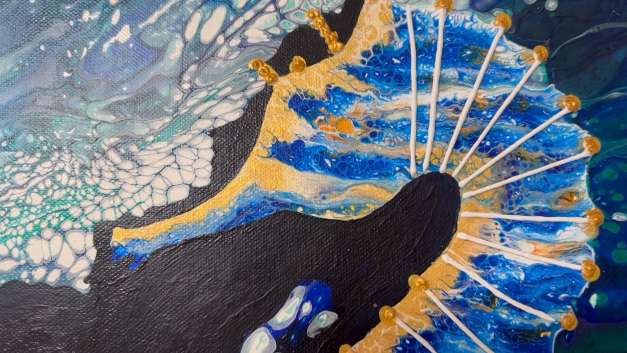 09) WOW! A Seahorse🧜‍♀️Comes to Life with Acrylic Pour + Swipe Magic | fluid art