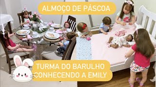 REAÇÃO DA TURMA DO BARULHO CONHECENDO A IRMÃ EMILY E ROTINA DE PÁSCOA