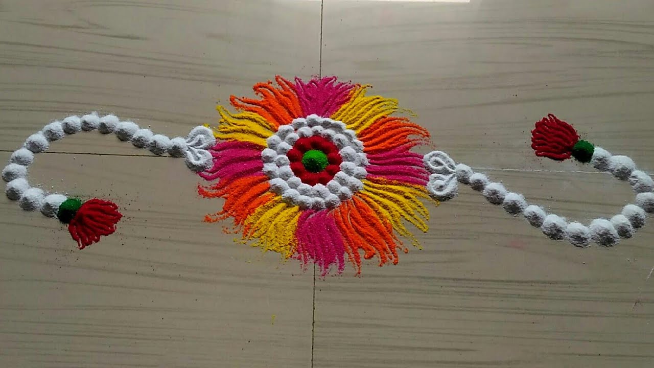 Raksha bandhan special rangoli designs with colours #537 - YouTube