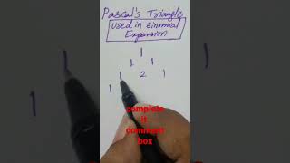 Pascal's Triangle|Maths Hack#shorts #youtubeshorts #trendingshorts