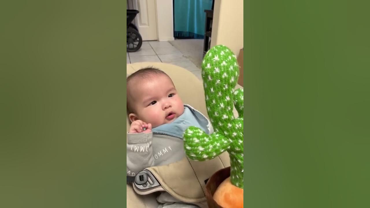 Surprised Baby Cries! (Baby Gets Scared by Dancing Cactus)
